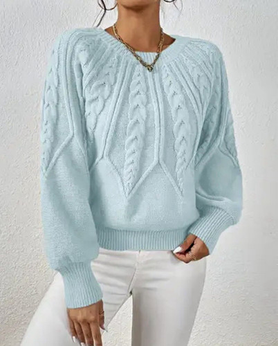 Damen strickpullover hellblau - strickpullover,