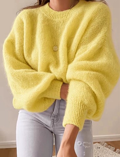 Damen strickpullover gelb - damen,